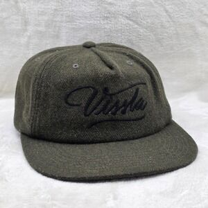 Vissla Hat Cap Strap Back Olive Green Wool Script Logo Surf Outdoors Streetwear